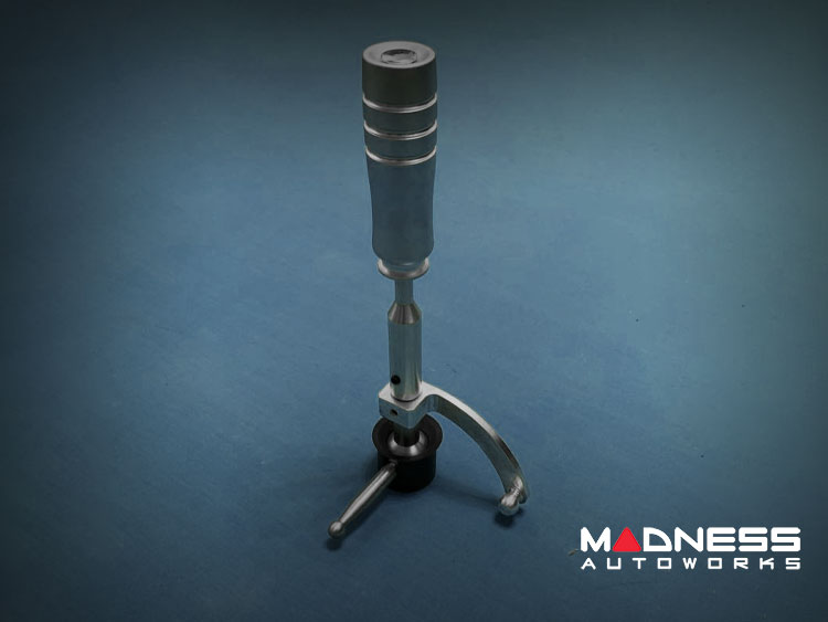 FIAT 500 Short Shifter Kit + Gear Shift Knob Combo - MADNESS Adjustable Shifter + MegaWeight Silver Shift Knob 